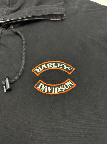 (3XL) Vintage Harley Davidson Hooded Canvas Reversible Jacket