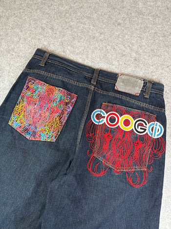 Coogi Embroidered Pocket Baggy Denim Shorts