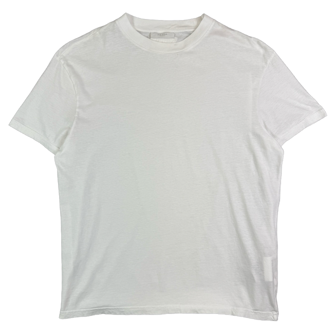 Prada Triangle Blank Logo Crew Tee White (USED)