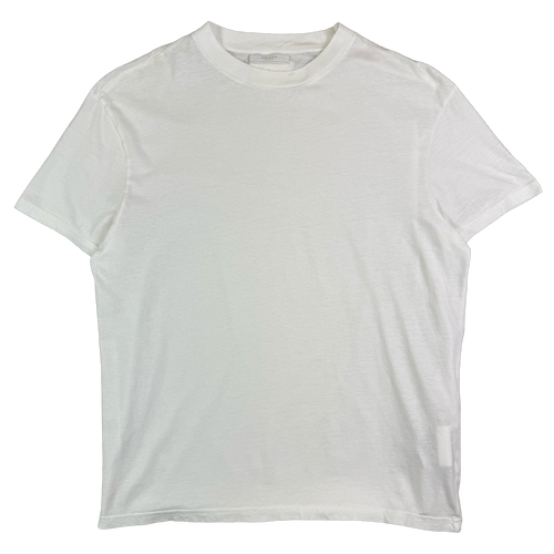 Prada Triangle Blank Logo Crew Tee White (USED) | Vintage Clothing Store Canada