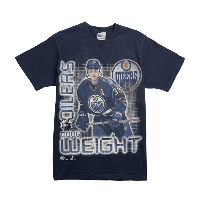 (M) Vintage 90s Edmonton Oilers Doug Weight Tee Navy