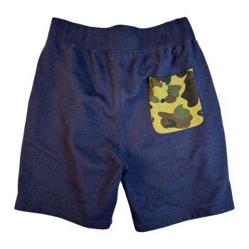 BAPE Shark Camo Pocket Sweatshorts Navy (USED)