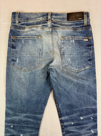 Amiri MX1 Distressed Biker Jeans Blue (USED)