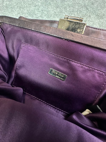 Miu Miu Vitello Lux Matelasse Flap Pochette Purple