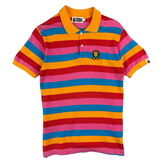 BAPE Baby Milo Striped Polo Tee Multi Color (USED)
