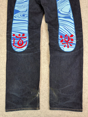 Vintage Evisu Lot 2000 No. 2 Daicock Blue Denim Pants