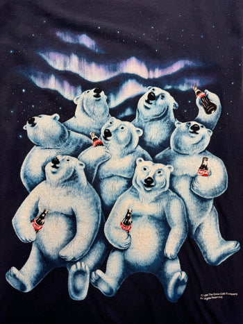 (L) Vintage '94 Coca-Cola Polar Bear Tee Faded Navy