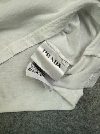 Prada Triangle Blank Logo Crew Tee White (USED)
