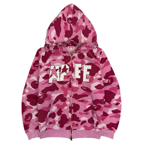 BAPE APEE ABC Camo Jewel Logo Full Zip Hoodie Pink (USED) | Vintage Clothing Store Canada