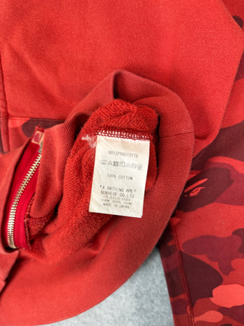 BAPE Color Camo Tiger Shark Full Zip Hoodie Red (USED)