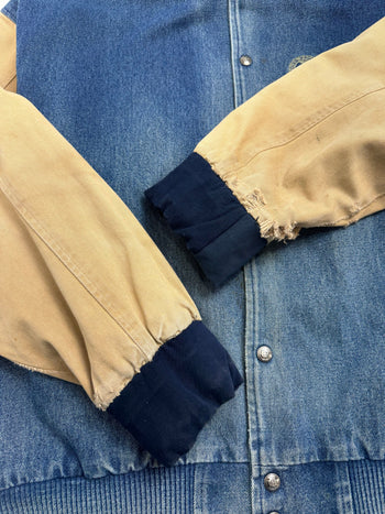 (XL) Vintage 90s Faded Denim Varsity Jacket