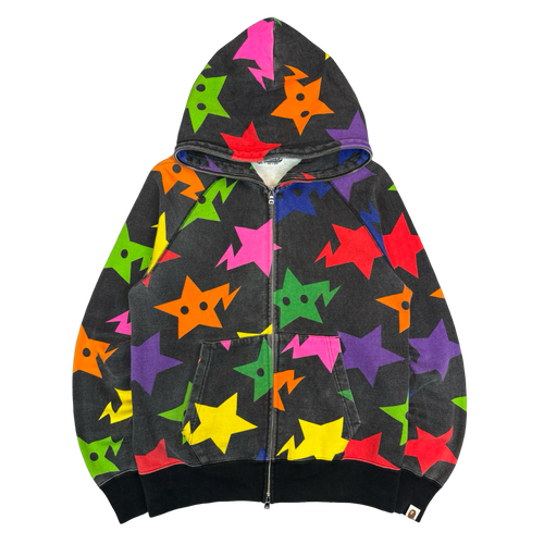 BAPE Sta Star Full Zip Hoodie Black/Multi (USED) | Vintage Clothing Store Canada