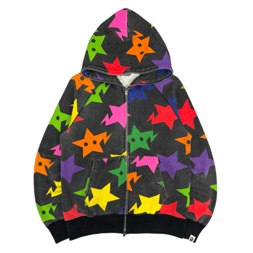 BAPE Sta Star Full Zip Hoodie Black/Multi (USED) | Vintage Clothing Store Canada