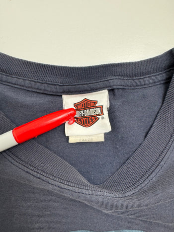 (M) Vintage Harley Davidson Quebec Tee Light Navy