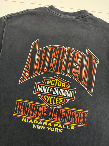 Vintage 2000s Harley Davidson American Niagara Falls Tee Black