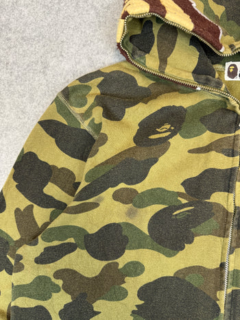 BAPE Ape Head Full Zip Hoodie Camo Green (USED)