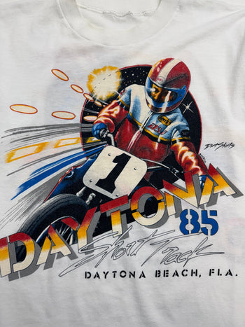 Vintage '85 Daytona Short Track Tee White
