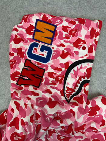 BAPE ABC Camo Shark Full Zip Hoodie Pink/Red (USED)