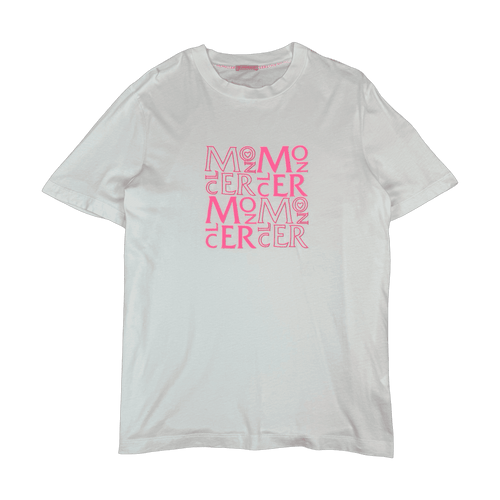 Moncler Love Moncler Pink Logo Tee White (USED) | Vintage Clothing Store Canada