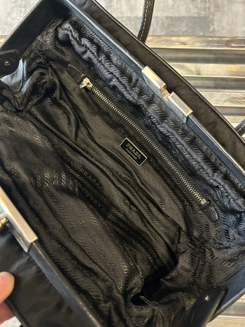 Prada Tessuto Framed Satchel Black
