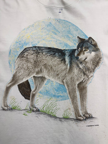 Vintage 90s Nature Wolf Tee White