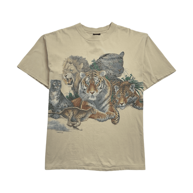 Vintage 90s Nature Big Cats Tee Cream