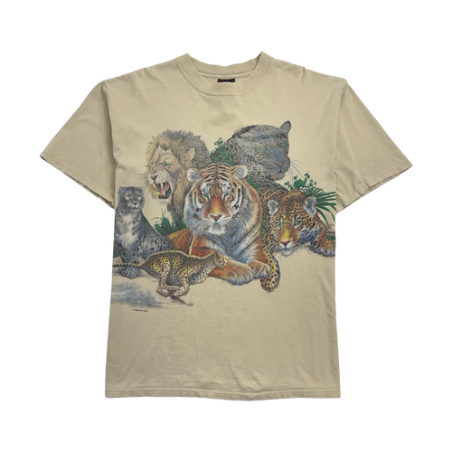 Vintage 90s Nature Big Cats Tee Cream | Vintage Clothing Store Canada