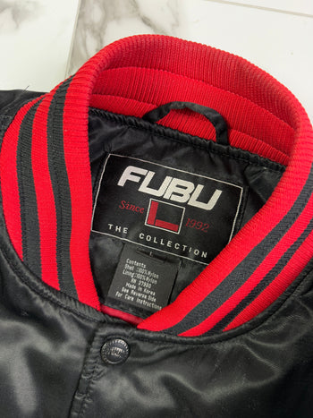 Vintage Fubu Sports Champs 05 Satin Varsity Jacket Black