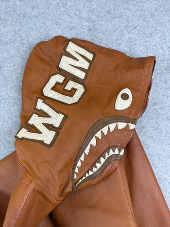 BAPE Sheep Skin Leather Shark Full Zip Jacket (USED)