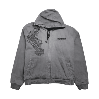 (3XL) Vintage Harley Davidson Hooded Canvas Reversible Jacket
