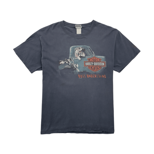 (M) Vintage Harley Davidson Quebec Tee Light Navy | Vintage Clothing Store Canada