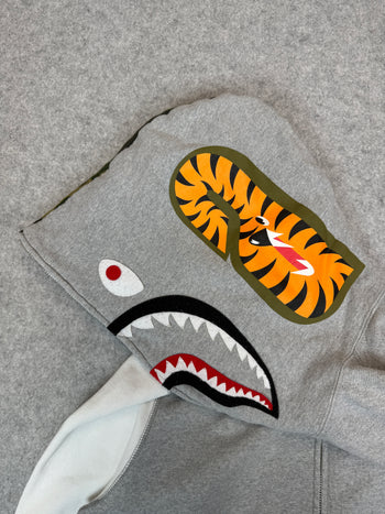 BAPE Varsity Shark Full Zip Hoodie Grey/White (USED)