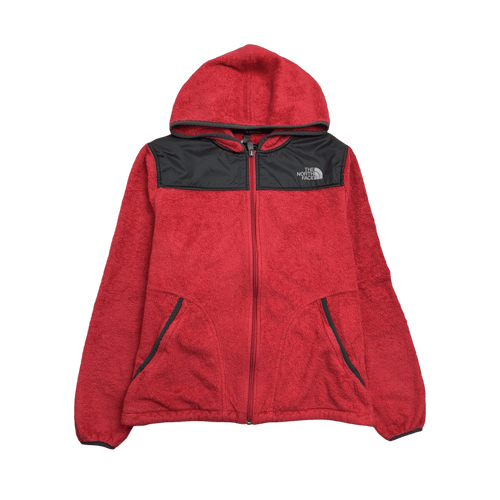 Vintage Womens The North Face Hooded Fleece Zip-Up Light Red | Vintage Clothing Store Canada