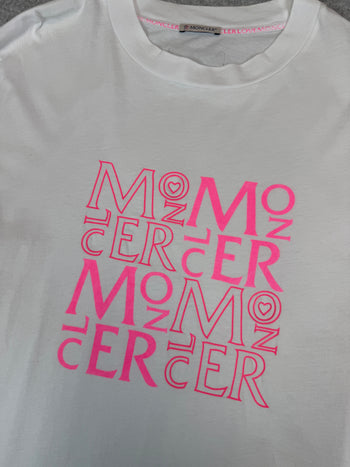 Moncler Love Moncler Pink Logo Tee White (USED)
