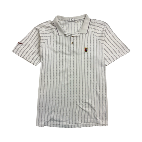 Vintage 90s Nike Golf Pinstripe Polo White | Vintage Clothing Store Canada