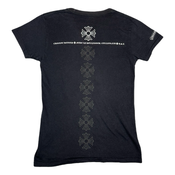 Women's Chrome Hearts Vertical Crosses Horse Shoe Tee Black
