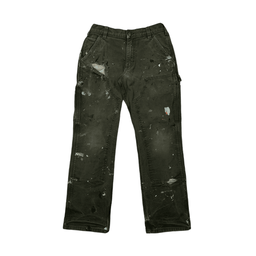 Carhartt Double-Knee Paint Splattered Carpenter Pants Green | Vintage Clothing Store Canada