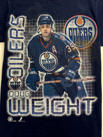 (M) Vintage 90s Edmonton Oilers Doug Weight Tee Navy