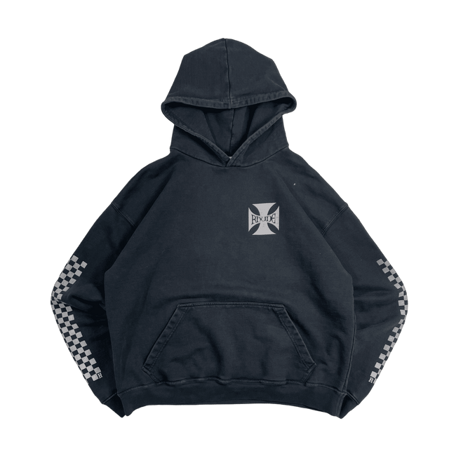 Rhude Classic Checker Cross Hoodie Black (USED)
