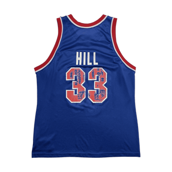 (L) Vintage Grant Hill Pistons Champion Jersey Blue