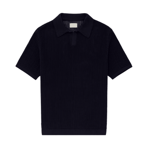 Aime Leon Dore Mesh Knit Polo Navy SS23 | Vintage Clothing Store Canada