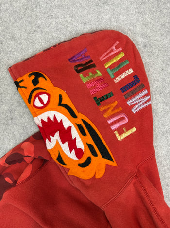 BAPE Color Camo Tiger Shark Full Zip Hoodie Red (USED)