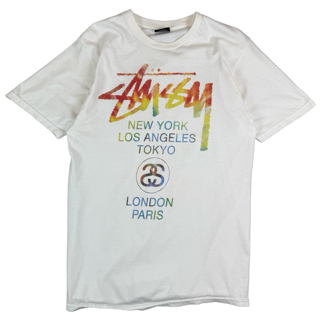Stussy Tye Dye Tour Tee White (USED)
