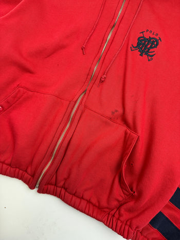 Vintage Polo Ralph Lauren Button Zip-up Hoodie Red