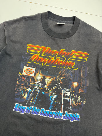 Vintage 1990s Harley Davidson King of The Concrete Jungle Tee Black