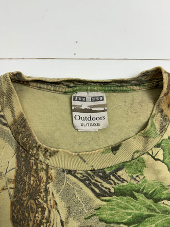 (L) Vintage 90s Jerzees Camo Pocket Tee
