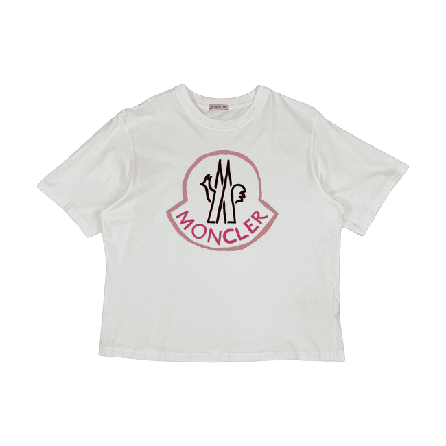 Moncler Pink Big Logo Tee White (USED)