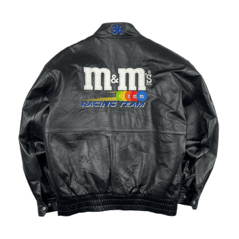 Vintage JH M&M's Nascar Leather Jacket Black
