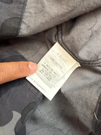 BAPE Desert Camo Velcro Logo Button Up Tee Black/Grey (USED)