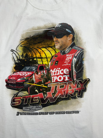 (L) Vintage 2000s Nascar Tony Stewart Tee White